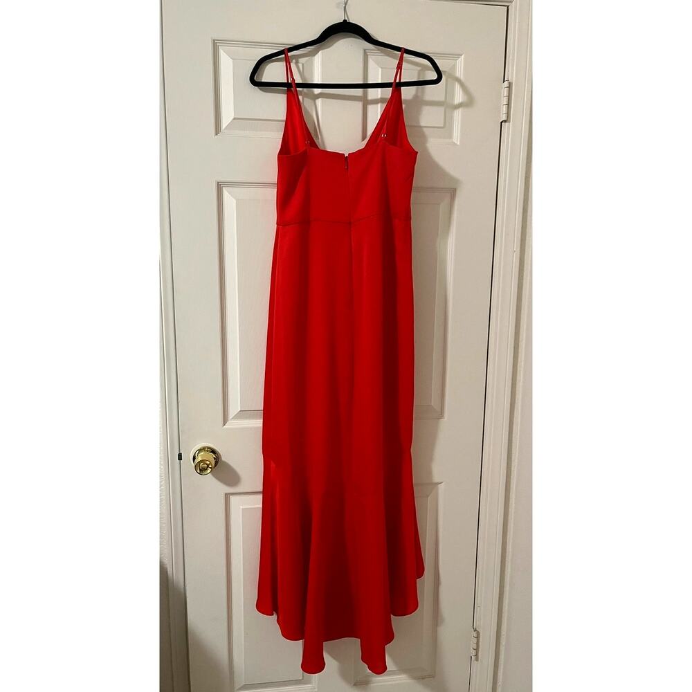 BCBGMaxAzria Faux Wrap Ruched Ruffle Red Dress - Picture 3 of 5